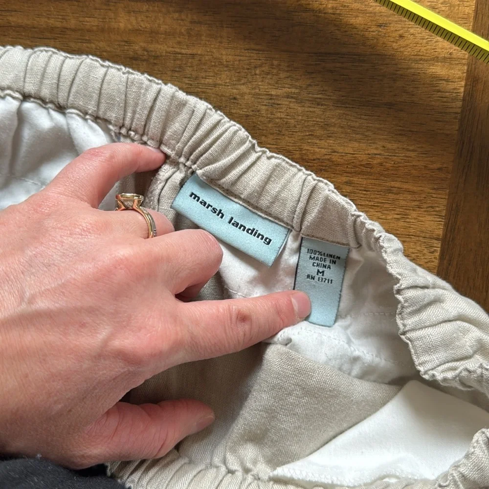 Marsh Landing Light Tan linen pants medium - Picture 7 of 10